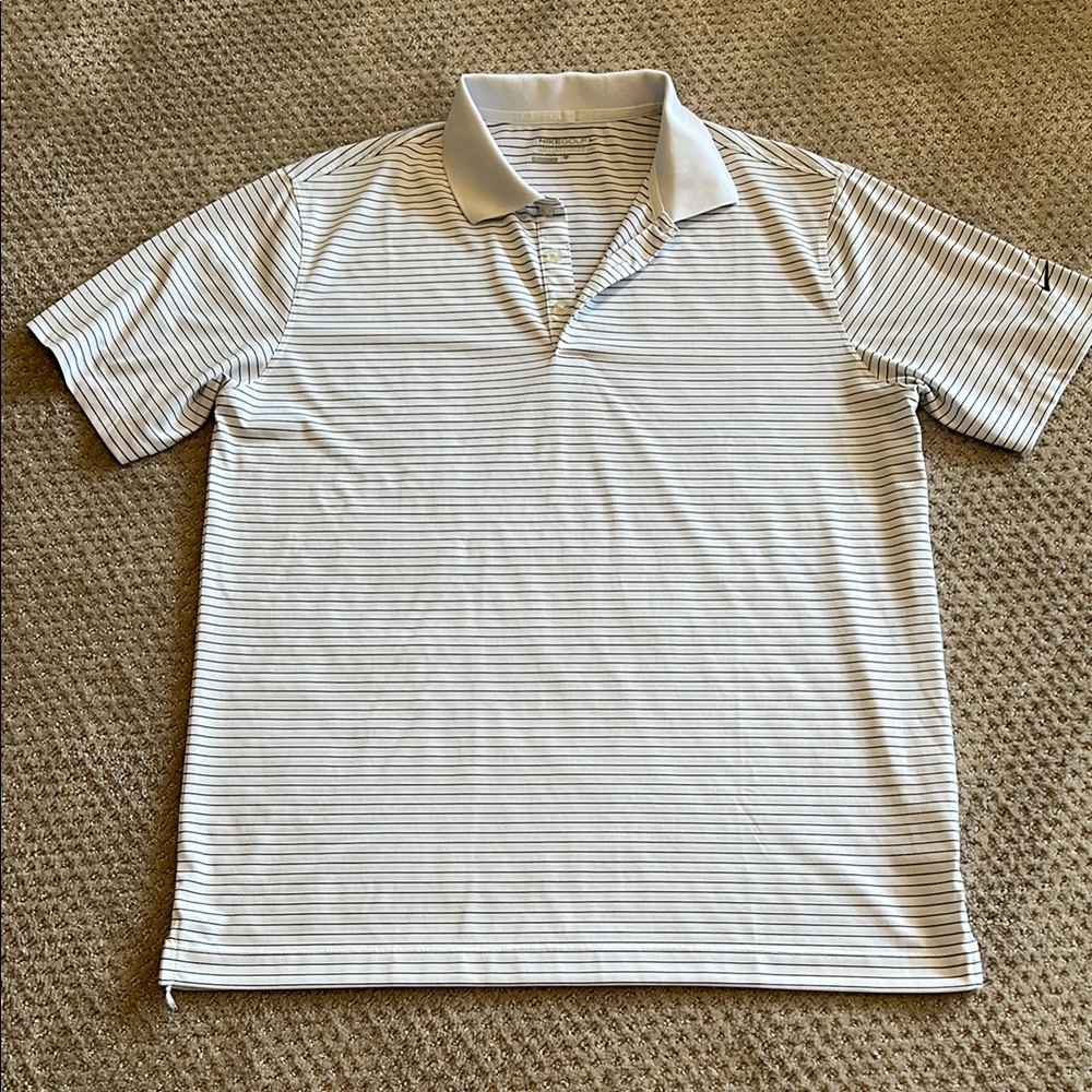 Nike White and Gray Polo Shirt Classic Knit Design